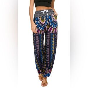Urban coco womens boho genie pants size XL palazzo drawstring harem baggy